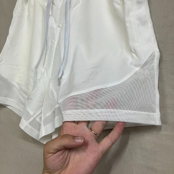 SILKWORLD Women's S White High Waist Running Zipper Pockets Athletic Shorts - Picture 7 of 11